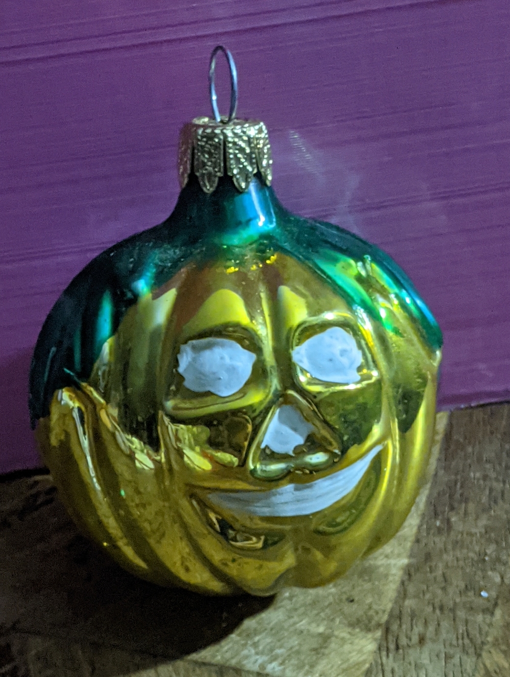 Vintage Blown Glass Columbia Jack O' Lantern Ornament